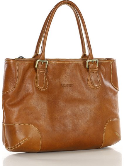 MARCO MAZZINI camel kožená shopper kabelka