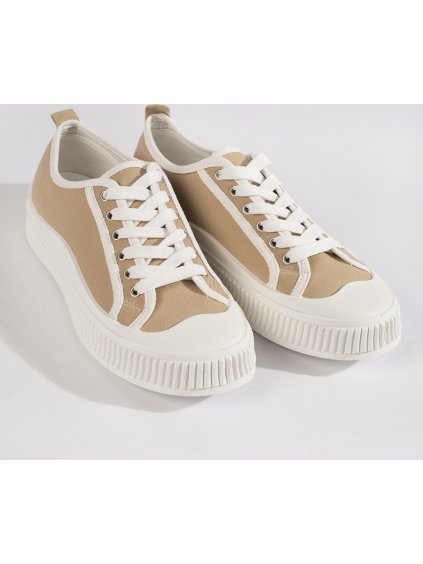 Tmavobéžové plátené tenisky