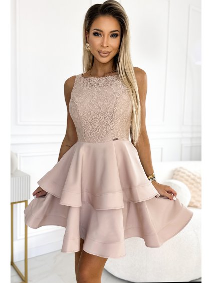 Béžové šaty s čipkovým topom LAURA