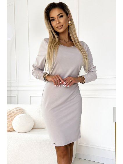 Béžové elegantné dámske šaty BELLA