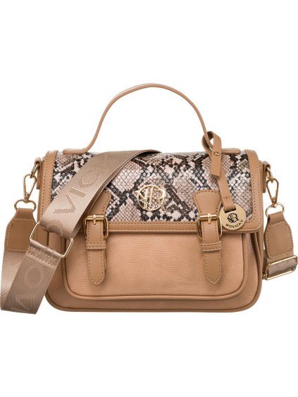 Rovicky Tmavobéžová crossbody kabelka s chlopňou a zvieracou potlačou