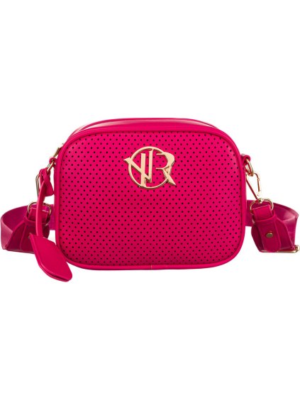Rovicky Tmavo ružová crossbody kabelka s dierovaným vzorom