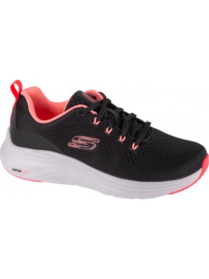 ČIERNE DÁMSKE TENISKY SKECHERS VAPOR FOAM - FRESH TREND S KORALOVÝMI DETAILMI