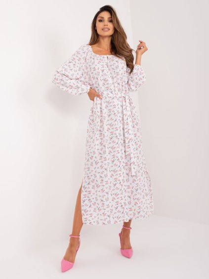 Biele kvetinové midi šaty