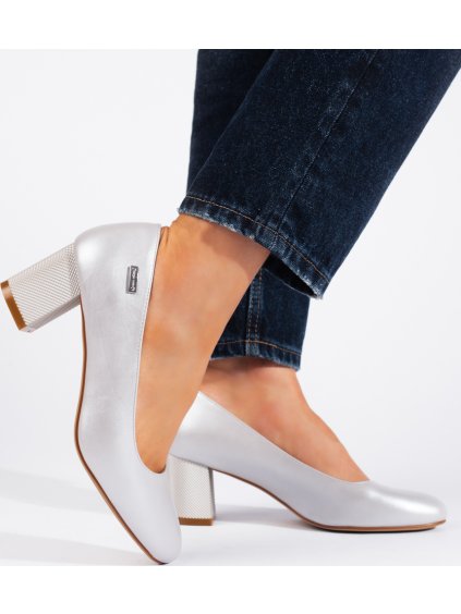 Strieborné dámske lodičky na stĺpiku