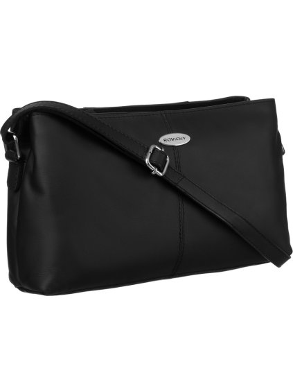 Rovicky Černá kožená malá messenger taška