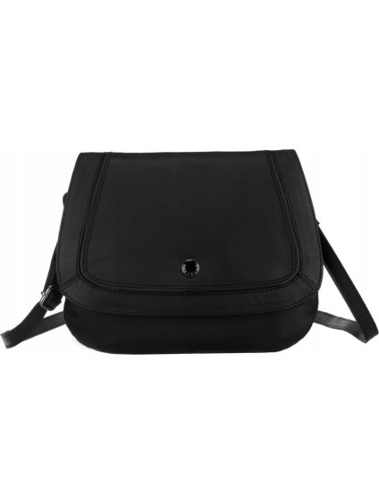 Peterson Čierna kožená messenger kabelka s chlopňou