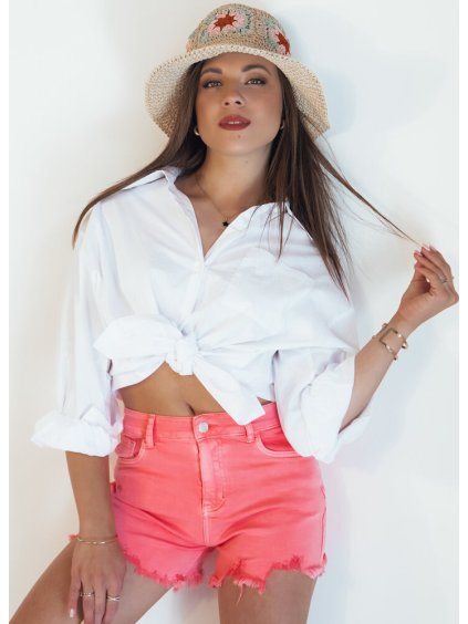 Ružové rozstrapkané džínsové kraťase SUNYLOOK