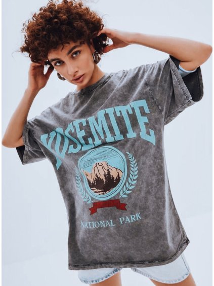 Tmavosivé bavlnené tričko s potlačou ZAKUANI