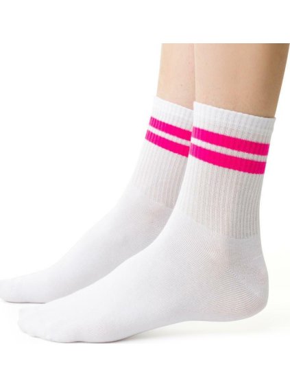 Biele dámske ponožky s pruhom Art. 026