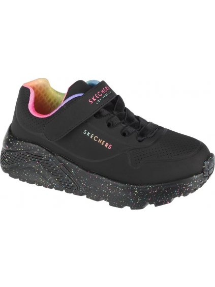 Čierne dievčenské tenisky Skechers Uno Lite Rainbow Specks