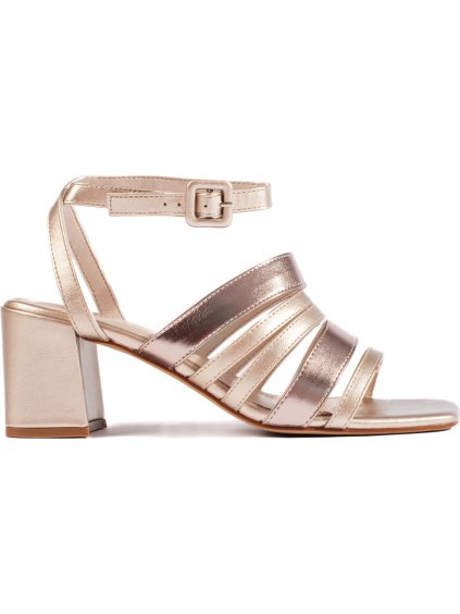Zlaté dámske sandále s pásikmi