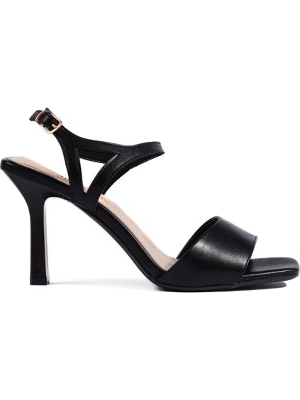 Čierne dámske sandále na tenkom podpätku