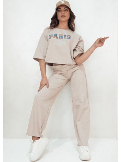 Béžová súprava trička a nohavíc MILEKAN