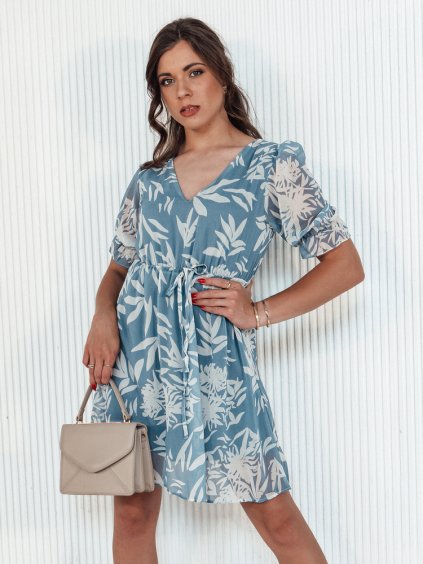 Modré šaty so vzorom listov RIVIERA