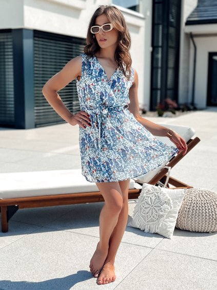 Biele vzorované mini šaty ISABELLA