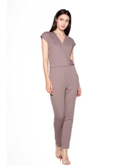 (Veľ. S) Hnedý elegantný overal VT021 Brown