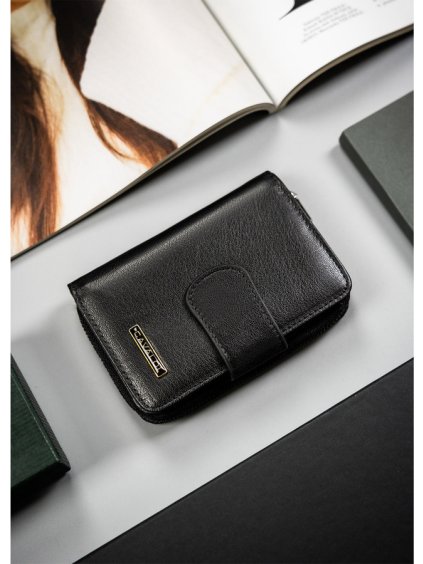 4U Cavaldi Čierna kožená stredná peňaženka M738