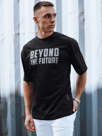 Čierne pánske tričko s nápisom BEYOND THE FUTURE