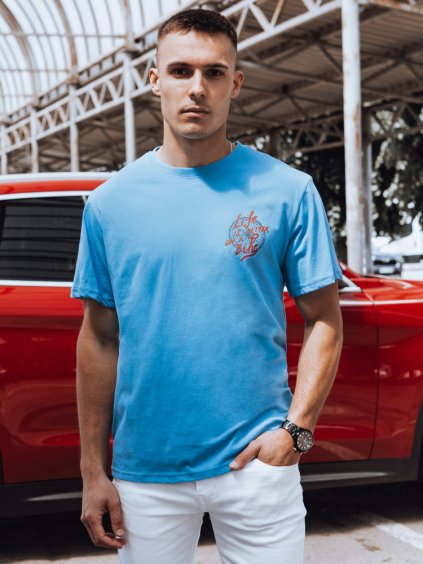 Modré pánske tričko s potlačou