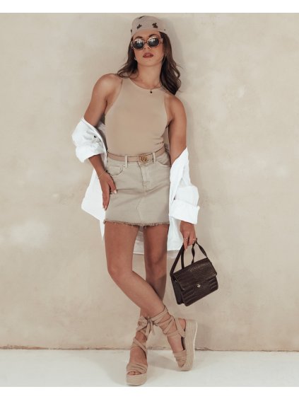 Svetlo béžová džínsová mini sukňa TRENDSTAR