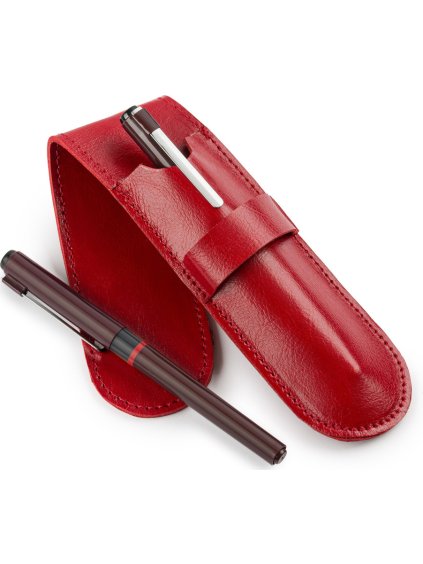 SOLIER Červené kožené púzdro na perá