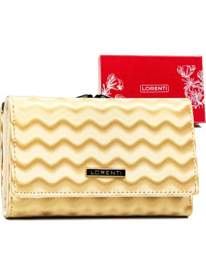 Lorenti Zlatá stredná kožená peňaženka s vlnkovým vzorom S267