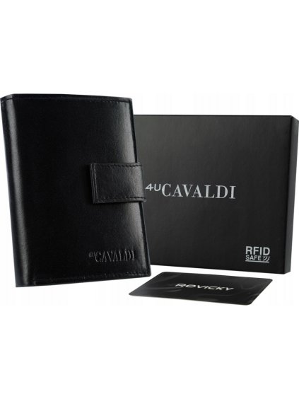 4U Cavaldi Čierna peňaženka s vreckom na zadnej strane B040