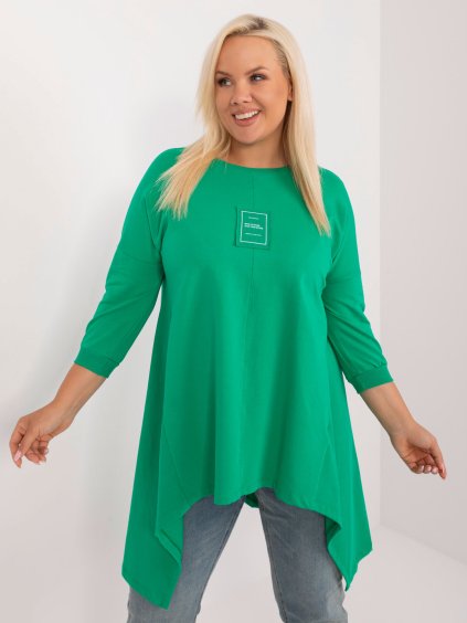 Zelená asymetrická tunika s nášivkou
