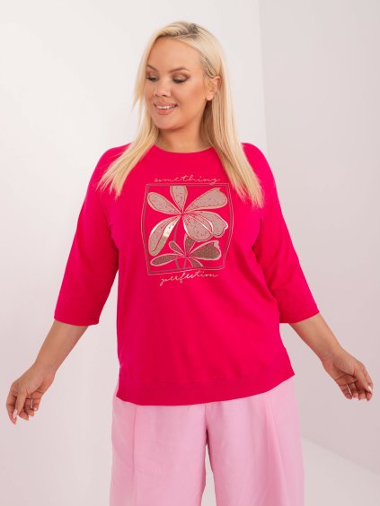 Tmavoružové tričko s potlačou kvetiny