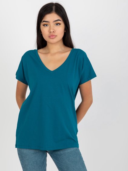 Tmavomodré dámske tričko s krátkymi rukávmi