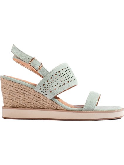 Svetlozelené dierované sandále na kline