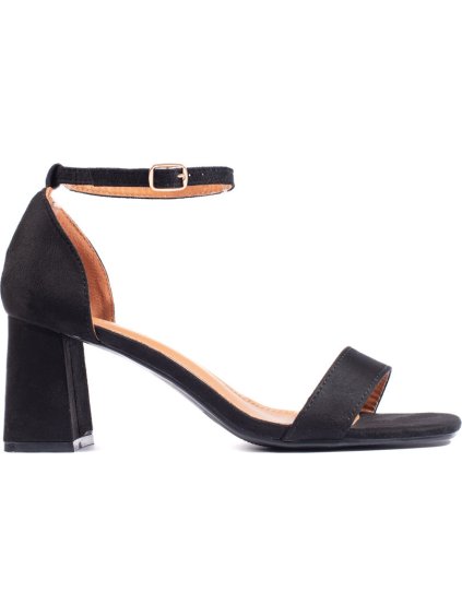 Čierne semišové sandále na stĺpikovom podpätku