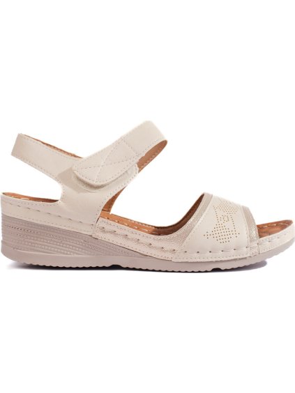 Béžové dámske sandále so suchým zipsom