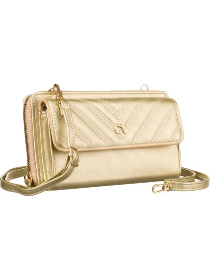 4U Cavaldi Zlatá prešívaná peňaženka s popruhom M757