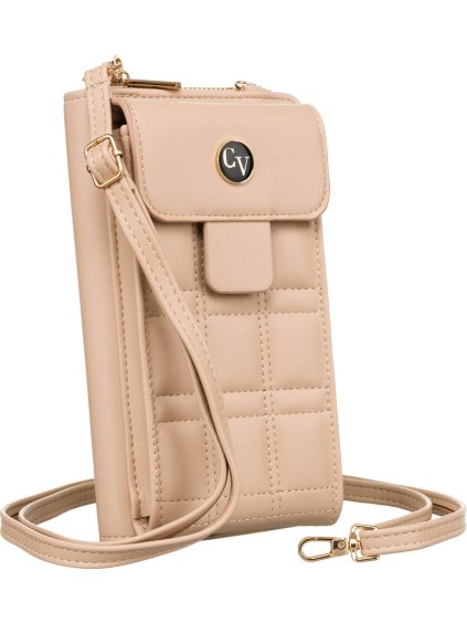 4U Cavaldi Béžová prešívaná peňaženka s popruhom M754