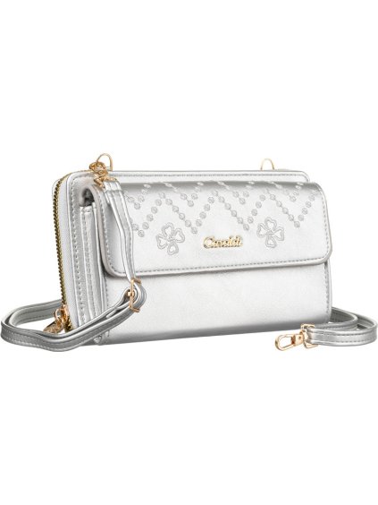 4U Cavaldi Strieborná peňaženka s popruhom M751