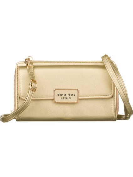 4U Cavaldi Zlatá veľká peňaženka s odnímateľným popruhom M746