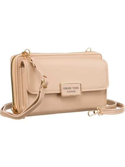 4U Cavaldi Béžová veľká peňaženka s odnímateľným popruhom M742