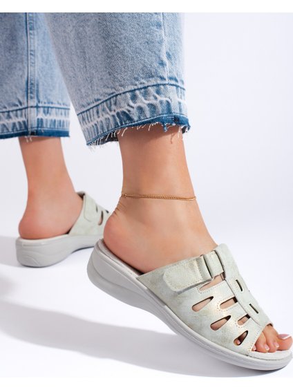 Dámske pohodlné sivé šľapky