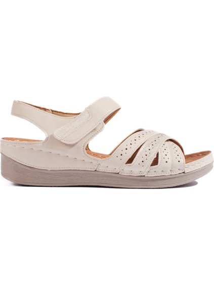 Dámske béžové sandále na suchý zips