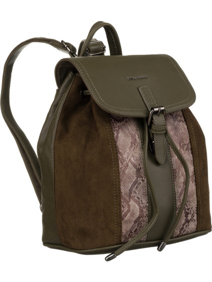 David Jones khaki kožený batoh s chlopňou
