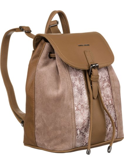 David Jones svetlohnedý kožený batoh s chlopňou