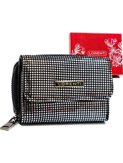Lorenti Čierna vzorovaná lakovaná peňaženka S278