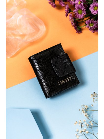 Lorenti Čierna malá kožená peňaženka S275