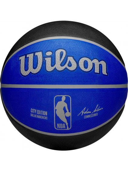 Čierno-modrá basketbalová lopta Wilson NBA Team City Edition Dallas Mavericks Out Ball