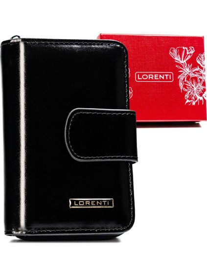 Lorenti čierna lesklá kožená peňaženka S302