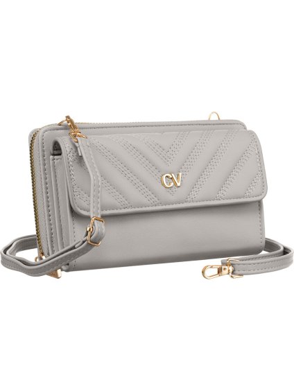 4U Cavaldi Sivá prešívaná peňaženka s popruhom M775