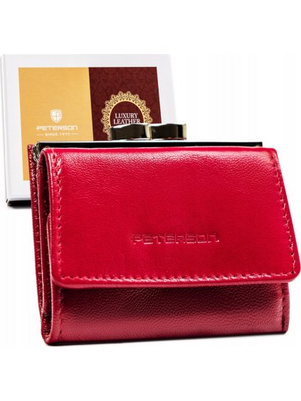 Peterson Červená malá kožená peňaženka Y393
