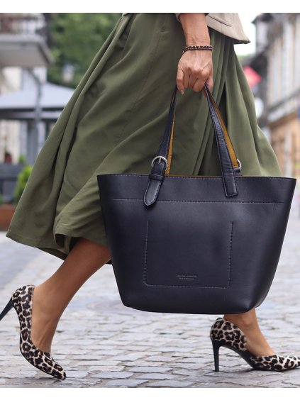 MARCO MAZZINI Čierna priestranná shopper kabelka